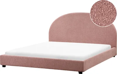 Produktbild von BELIANI Wasserbett Pastellrosa Bouclé Stoff Gepolstert 180 x 200 cm Hohes Kopfteil Halbrund Klassisch Minimalistisch Schlafzimmer