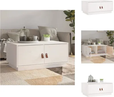 Obrázok produktu pre vidaXL Konferenčný stolík biely 80x50x35 cm z masívneho borovicového dreva - Konferenčné stolíky