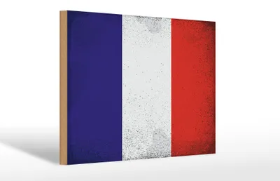 Produktbild von Holzschild Flagge Frankreich 30x20cm Flag France Vintage