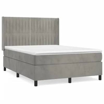 Immagine prodotto di vidaXL Letto a molle con materasso grigio chiaro 140x190 cm in velluto