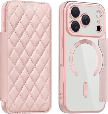 Produktbild von Für Apple iPhone 17 Pro 360 Grad Full Body Magsafe RFID Anti Datenklau Kunst Leder Hülle Tasche Rosa