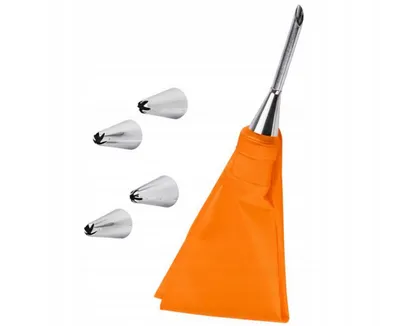 Produktbild von Profi Spritzbeutel Set mit 5 Edelstahltüllen – Wiederverwendbarer Spritzsack für Tortendekoration, Garnier-Set für Cupcakes & Gebäck, Backzubehör für