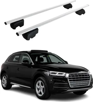 Image de Barres de toit Transversales pour Audi Q5 2017-2024 ABE Fer Gris 2x