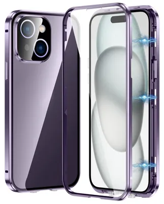 Immagine prodotto di Per Apple iPhone 16 Pro Mobile Phone Case 360 magnetico vetro paraurti metallo Custodia Cover