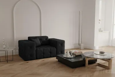 Produktbild von Sessel Designersessel CHANTAL in Stoff Opera Velvet Schwarz