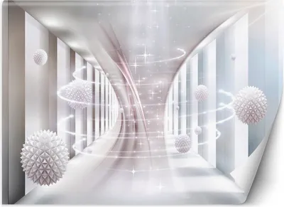 Produktbild von Vlies fototapete Rotierende Kugeln 3D-Tunnel 150x105 cm Feeby Grau inkl. Kleber einfache Montage