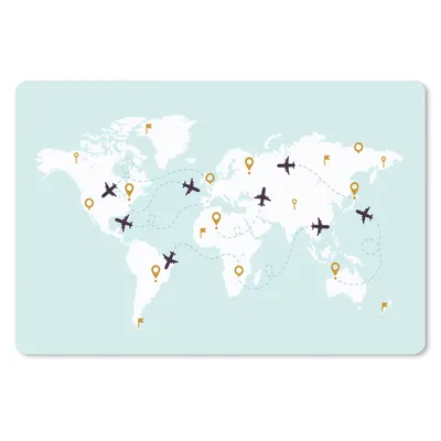 Produktbild von MuchoWow® Mauspad Mousepad Weltkarte - Flugzeug - Einfach 27x18 cm - Mousepads - Maus Mat - Pad - Mausunterlage - Büroartikel - Desk Matten