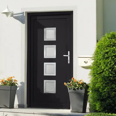 Zdjęcie produktu dla vidaXL Drzwi wejściowe antracyt 98x208 cm PVC