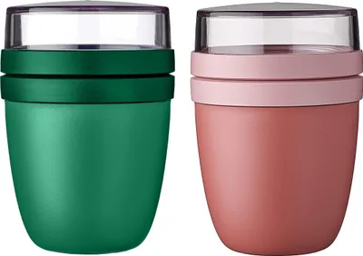 Produktbild von Mepal | Lunchpot Ellipse Mixed | Vivid Green + Vivid Mauve | Müslibecher to go | Joghurt & Müsli-Fach | 500 ml + 200 ml | Geeignet für Gefrierschrank, Mikrowelle & Spülmaschine