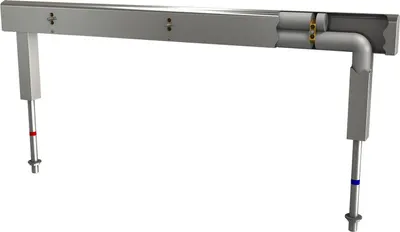 Obrázek produktu pro Vodovodní baterie KWC AR, nerezová ocel, dvouřadá, 6 umyvadel, 2100 mm, přívod vody a odtok.