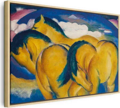 Produktbild von Italienischer Leinwand Leinwandbild - Little Yellow Horses (Franz Marc) 90x60 cm Reproduktionen l-E-11949-b-a