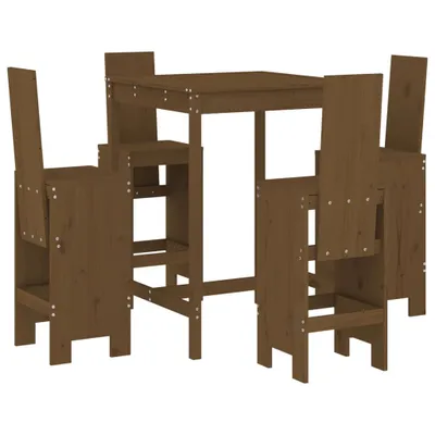 Produktbild von 5-tlg. Gartenbar-Set Honigbraun Massivholz Kiefer
