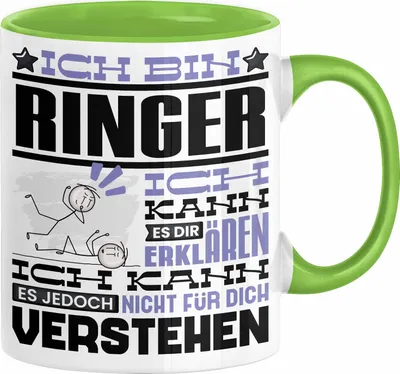 Produktbild von Ringer Geschenk Kaffee-Tasse Geschenkidee für Ringer Ich Bin Ringer Ich Kann Es Dir Erklären Jedoch Nicht Für Dich Verstehen Spruch Lustig (Grün)