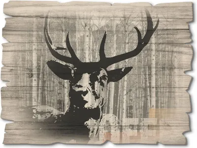 Produktbild von ARTland Holzbild Vintage Hirsch Collage Größe: 40x30 cm