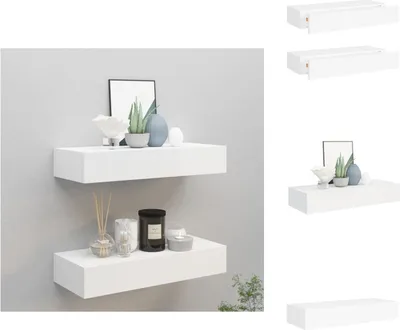 Immagine prodotto di vidaXL Mensole a muro con cassetti 2 pz. Bianco 60x23,5x10 cm MDF - Mensole a muro