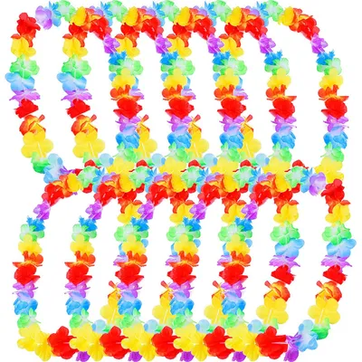 Hawaii-Blumenkette, 10 Stück, mehrfarbig, 100 cm, Polyester