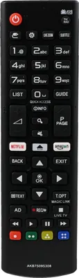Zdjęcie produktu dla azurano Pilot zdalnego sterowania LG AKB75095308 do telewizorów LG Smart TV 2017 z serii UJ, przyciski bezpośrednie Netflix i Amazon Video