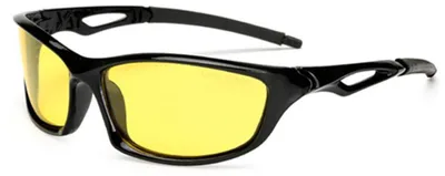 Produktbild von Long Keeper Nachtsichtbrille Autofahrer Sport, Nachtfahrbrille Anti-Blend Sonnenbrille Gelb, Nachtbrille zum Autofahren Sportbrille Night Vision Goggles UV Schut (Schwarzer Rahmen)