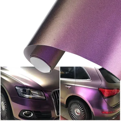 Zdjęcie produktu dla Folia samochodowa, fioletowa, matowa, metaliczna, efekt "chameleona", 75 x 152 cm, PVC, wodoodporna, do użytku wewnętrznego i zewnętrznego