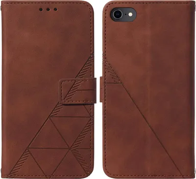 Produktbild von iPhone SE 2020 Hülle, Schlank Prägung Flip Leder Kartenfächer Schutzhülle mit Ständer für iPhone SE 2020 / 8 / 7 / 6s / 6 Braun