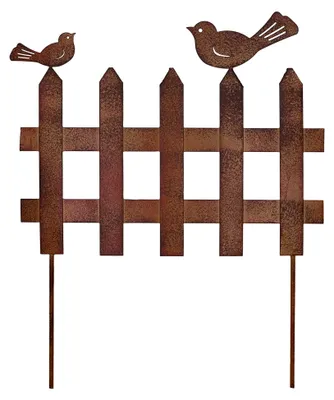 Produktbild von Metallzaunstecker mit 2 Vögeln in Rost-Optik für den Garten