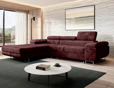 Produktbild von Easy4You Ecksofa NORBERG Velvet L-Form Kastanienbraun – 279x72x205 cm - Schlafsofa mit Bettkasten und Schlaffunktion - Eckcouch mit Stauraum – Links – Stoff Monolith 69