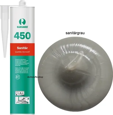 Produktbild von Ramsauer 450 Sanitär 1K Silikon Dichtstoff 310ml Kartusche sanitärgrau