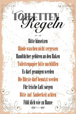 Zdjęcie produktu dla vianmo Drewniany znak 30x20 cm Toilletten Regeln darf gesungen