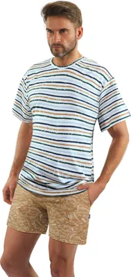 Zdjęcie produktu dla Sesto Senso piżama męska bawełniana krótki rękaw + spodnie od piżamy bielizna nocna - 2651/03 - XL