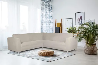 Productafbeelding van Eckbankhoes Elastisch - Perfecte Pasvorm - Beschermt en Decoreert - Uitrekbaar 350-450 cm