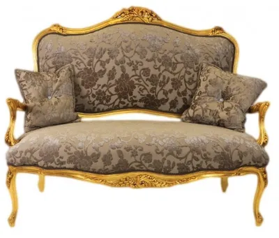Produktbild von Casa Padrino Barock Sofa Grau-Khaki Muster / Gold - italienischer Stil - Barock Möbel