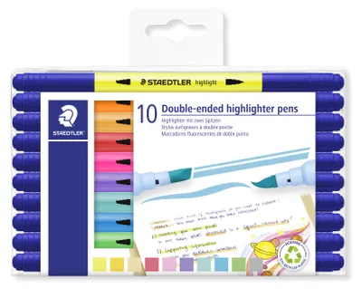 Produktbild von STAEDTLER 3620 Textmarker mit zwei Spitzen Doppelfasermaler Etui mit 10 Farben