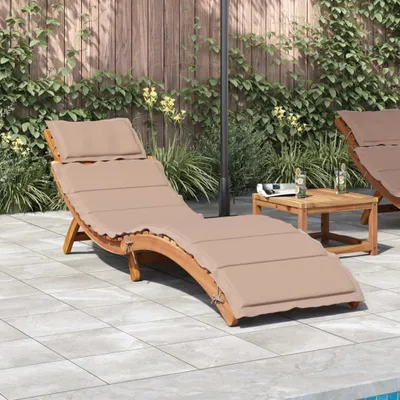 Produktbild von The Living Store Sonnenliege mit Auflage Taupe Massivholz Akazie