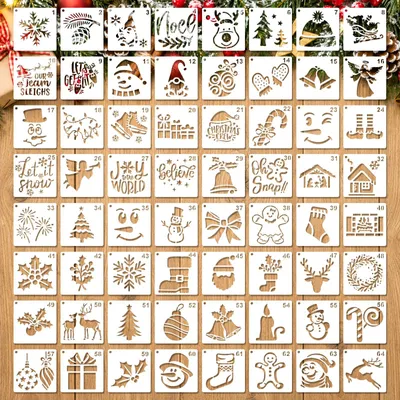 Immagine prodotto di 64 modelli per decorazioni natalizie, stencil per dipingere sulle pareti, 7,62 cm