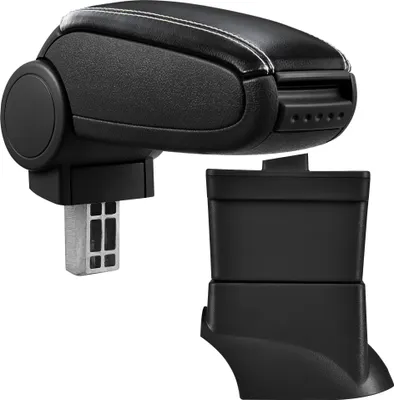 Produktbild von [pro.tec] Mittelarmlehne Passgenau für Fiat 500 in den Baujahren ab 2007 - Armauflage mit Staufach - gepolstert - schwarz Kunst-Leder mit weissen Nähten