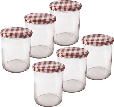 Produktbild von Einmachgläser 435ml rot -weißer Deckel  -  6 Stück