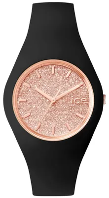 Productafbeelding van ICE Watch ICE Glitter polshorloge, waterdicht. Kleur: zwart rosé goud, maat: uni