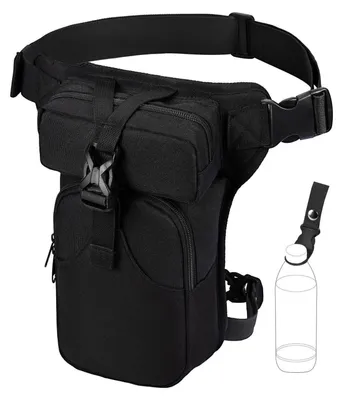 Image de Sacoche de selle pour moto, sacoche de hanche, sac tactique en toile, réglable, noir