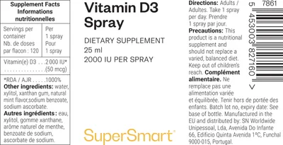 Zdjęcie produktu dla Suplement diety SuperSmart Vitamin D3 Spray 2000 IU - 25 ml