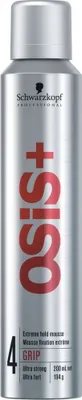 A product shot of a Schwarzkopf Professional Osis+ Grip hairspray can.