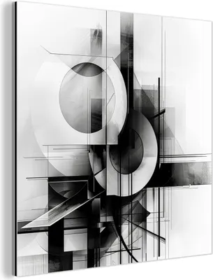 Produktbild von MuchoWow Wanddekoration Metall Metallbild Wandkunst 50x50 cm Abstrakt - Kunst - Modern - Schwarz und weiß MuchoWow Aluminium Gemälde - Alubild - Industrial
