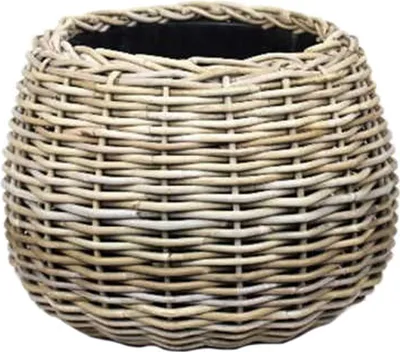 Produktbild von VAN DER LEEDEN DRYPOT® Rattan Tina Pflanzkübel Grau Ø 29 cm - Sylter Körbe