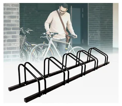 Produktbild von Fahrradständer für bis zu 6 Fahrräder mit Reifenbreiten bis 55 mm - Boden- oder Wandmontage - Radständer Mehrfachständer (Schwarz, 5 Fahrräder)