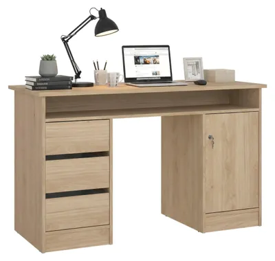 Produktbild von Schreibtisch Shanshan, Mehrzweckschreibtisch, Bürotisch für PC, Eckschreibtisch, 126x55 h76 cm, Eiche