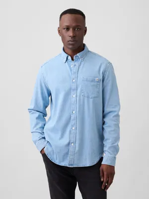 Produktbild von Gap Herren Jeanshemd XXL mit Button-Down-Kragen Gerader Schnitt