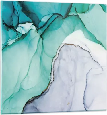 Produktbild von Bilder auf glas - Einteilig - Abstraktion Marmor Türkis - 70x70cm - Glasbilder - Wandbilder - Bilder - zum Aufhängen bereit - Wanddekoration aus Glas - Glas Bilder - Wandbild auf Glas - GAC70x70-4553