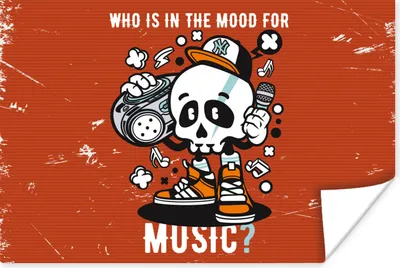 Produktbild von MuchoWow® Poster Vintage - Totenkopf - Musik 30x20 cm - Plakate - Print