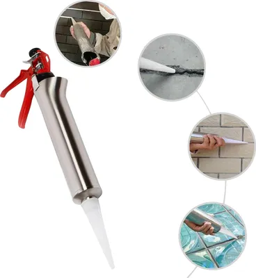 Produktbild von Mörtelspritze, Edelstahl und Kunststoff, Gesamtgröße 56 cm x 22 cm, Geeigneter Spalt 2-5 mm, Gewicht 1,1 kg, Manuelle Energiequelle