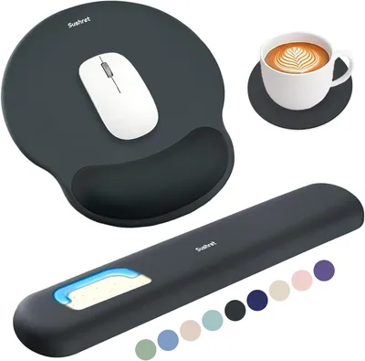 Image de Tapis de souris avec repose-poignet, en mousse à mémoire de forme 3 en 1, pour le bureau