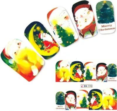 Produktbild von Tattoo Nail Art Nikolaus Weihnachten Weihnachtsbaum Aufkleber Nagel Sticker